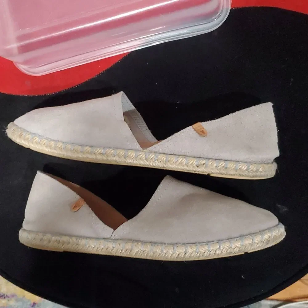 Verbenas Carmen Suede Espadrille Flats In Grey Size 41 Or 10